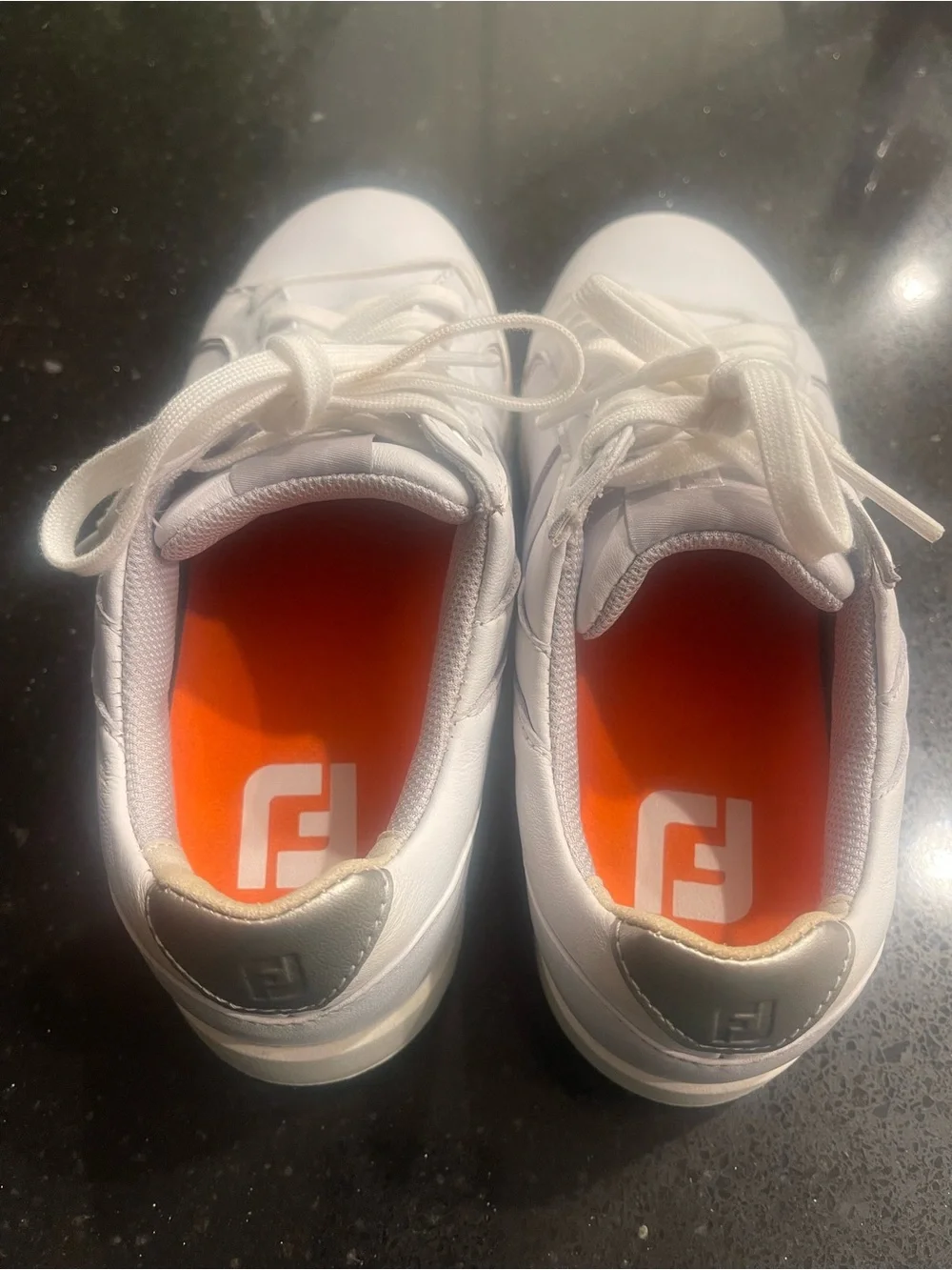 FootJoy White Leather Sneakers with Orange Insoles